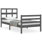 vidaXL Massivholzbett mit Kopfteil Grau 100x200 cm vidaXL Massivholzbett mit Kopfteil Grau 100x200 cm