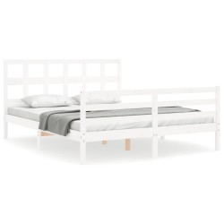vidaXL Massivholzbett mit Kopfteil Weiß 160x200 cm