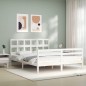 vidaXL Massivholzbett mit Kopfteil Weiß 160x200 cm vidaXL Massivholzbett mit Kopfteil Weiß 160x200 cm