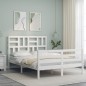 vidaXL Massivholzbett mit Kopfteil Weiß 140x190 cm vidaXL Massivholzbett mit Kopfteil Weiß 140x190 cm