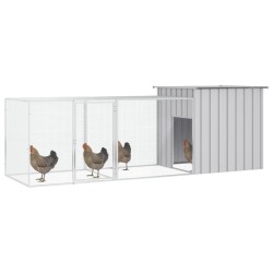 vidaXL Hühnerkäfig Grau 300x91x100 cm Verzinkter Stahl