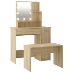 vidaXL Schminktisch-Set mit LED Sonoma-Eiche Holzwerkstoff