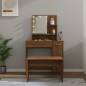 vidaXL Schminktisch-Set mit LED Braun Eichen-Optik Holzwerkstoff vidaXL Schminktisch-Set mit LED Braun Eichen-Optik Holzwerkstoff