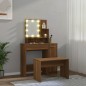 vidaXL Schminktisch-Set mit LED Braun Eichen-Optik Holzwerkstoff vidaXL Schminktisch-Set mit LED Braun Eichen-Optik Holzwerkstoff