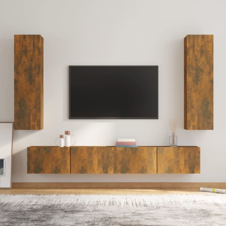vidaXL 4-tlg. TV-Schrank-Set Räuchereiche Holzwerkstoff