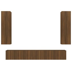 vidaXL 4-tlg. TV-Schrank-Set Braun Eichen-Optik Holzwerkstoff