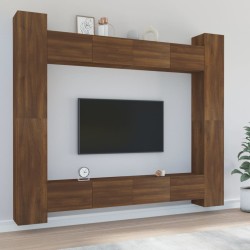 vidaXL 8-tlg. TV-Schrank-Set Braun Eichen-Optik Holzwerkstoff