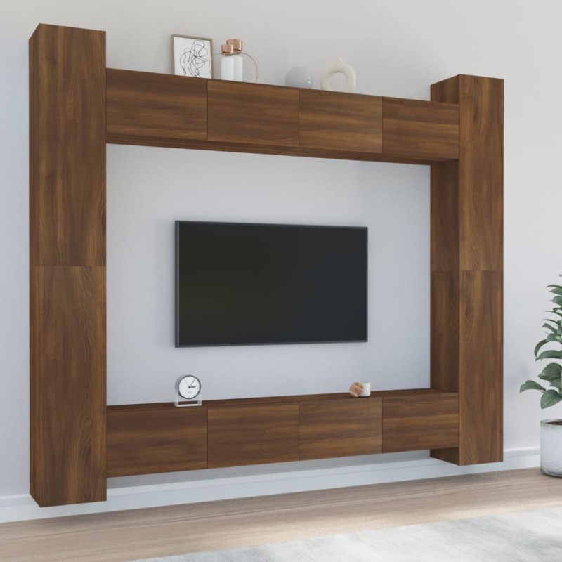 vidaXL 8-tlg. TV-Schrank-Set Braun Eichen-Optik Holzwerkstoff vidaXL 8-tlg. TV-Schrank-Set Braun Eichen-Optik Holzwerkstoff