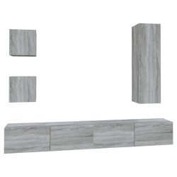 vidaXL 5-tlg. TV-Schrank-Set Grau Sonoma Holzwerkstoff