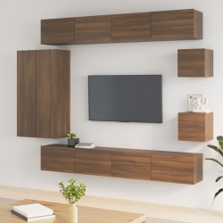 vidaXL 8-tlg. TV-Schrank-Set Braun Eichen-Optik Holzwerkstoff