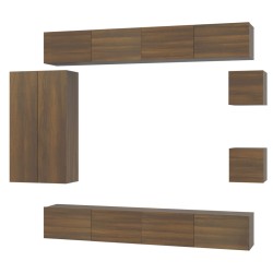 vidaXL 8-tlg. TV-Schrank-Set Braun Eichen-Optik Holzwerkstoff