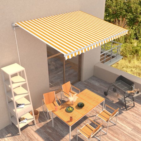 vidaXL Einziehbare Markise Handbetrieben 400 x 300 cm Gelb und Weiß