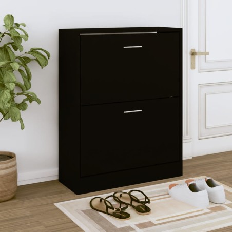 vidaXL Schuhschrank Schwarz 63x24x81 cm Holzwerkstoff