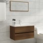 vidaXL Waschbeckenschrank mit Einbaubecken Braun Eiche Holzwerkstoff vidaXL Waschbeckenschrank mit Einbaubecken Braun Eiche Holzwerkstoff