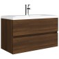 vidaXL Waschbeckenschrank mit Einbaubecken Braun Eiche Holzwerkstoff vidaXL Waschbeckenschrank mit Einbaubecken Braun Eiche Holzwerkstoff