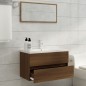 vidaXL Waschbeckenschrank mit Einbaubecken Braun Eiche Holzwerkstoff vidaXL Waschbeckenschrank mit Einbaubecken Braun Eiche Holzwerkstoff