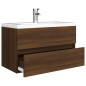 vidaXL Waschbeckenschrank mit Einbaubecken Braun Eiche Holzwerkstoff vidaXL Waschbeckenschrank mit Einbaubecken Braun Eiche Holzwerkstoff