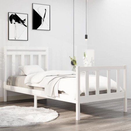 vidaXL Massivholzbett Weiß 90x190 cm