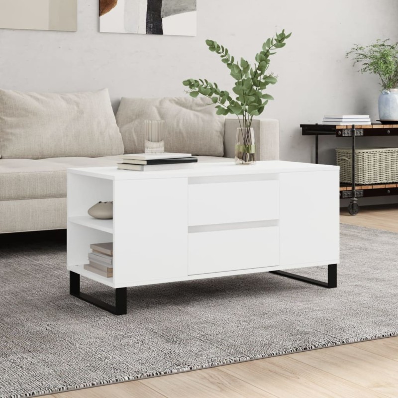 vidaXL Couchtisch Weiß 102x44,5x50 cm Holzwerkstoff vidaXL Couchtisch Weiß 102x44,5x50 cm Holzwerkstoff