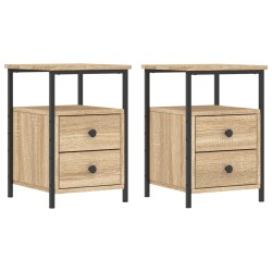 vidaXL Nachttische 2 Stk. Sonoma-Eiche 34x35,5x50 cm Holzwerkstoff