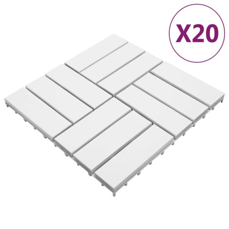 vidaXL Terrassenfliesen 20 Stk. Weiß 30x30 cm Massivholz Akazie