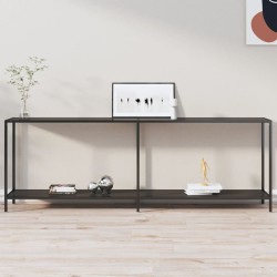 vidaXL Konsolentisch Schwarz 220x35x75,5 cm Hartglas