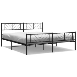 vidaXL Bettgestell mit Kopf- und Fußteil Metall Schwarz 180x200 cm