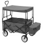 vidaXL Klappbarer Handwagen mit Sonnendach Stahl Grau vidaXL Klappbarer Handwagen mit Sonnendach Stahl Grau