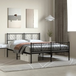 vidaXL Bettgestell mit Kopf- und Fußteil Metall Schwarz 140x200 cm