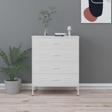 vidaXL Kommode Weiß 80x35x101,5 cm Stahl  
