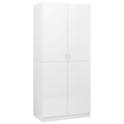 vidaXL Kleiderschrank Hochglanz-Weiß 90x52x200 cm Holzwerkstoff