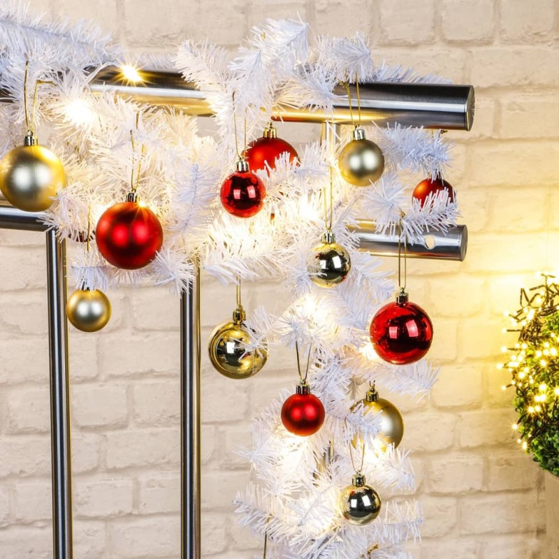 HI Weihnachtsgirlande mit Lichterkette 80 LEDs Weiß HI Weihnachtsgirlande mit Lichterkette 80 LEDs Weiß