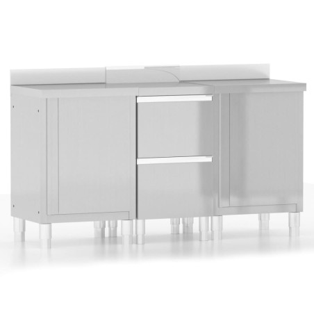 vidaXL Gastro-Küchenschränke 3 Stk. Edelstahl   