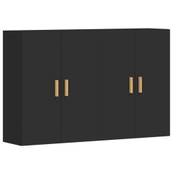 vidaXL Wandschränke 2 Stk. Schwarz Holzwerkstoff
