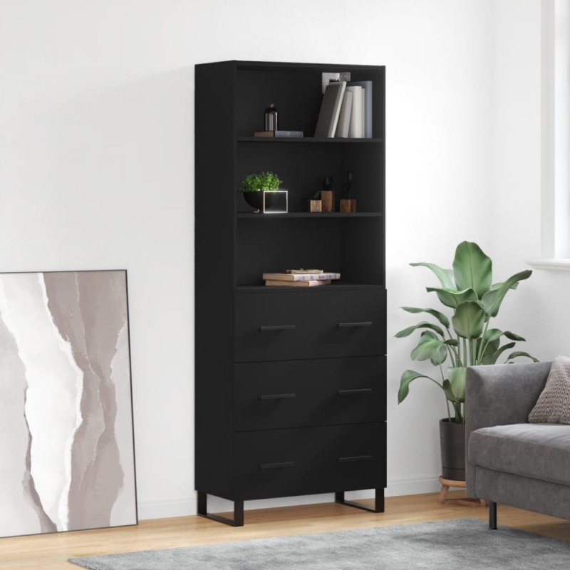 vidaXL Highboard Schwarz 69,5x34x180 cm Holzwerkstoff vidaXL Highboard Schwarz 69,5x34x180 cm Holzwerkstoff