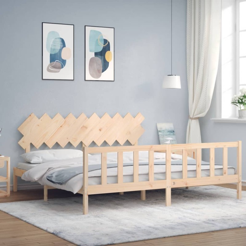 vidaXL Massivholzbett mit Kopfteil 200x200 cm vidaXL Massivholzbett mit Kopfteil 200x200 cm