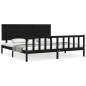 vidaXL Massivholzbett mit Kopfteil Schwarz 200x200 cm vidaXL Massivholzbett mit Kopfteil Schwarz 200x200 cm