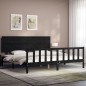 vidaXL Massivholzbett mit Kopfteil Schwarz 200x200 cm vidaXL Massivholzbett mit Kopfteil Schwarz 200x200 cm