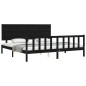 vidaXL Massivholzbett mit Kopfteil Schwarz 200x200 cm vidaXL Massivholzbett mit Kopfteil Schwarz 200x200 cm