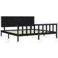 vidaXL Massivholzbett mit Kopfteil Schwarz 200x200 cm vidaXL Massivholzbett mit Kopfteil Schwarz 200x200 cm