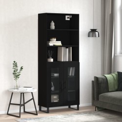 vidaXL Highboard Schwarz 69,5x34x180 cm Holzwerkstoff