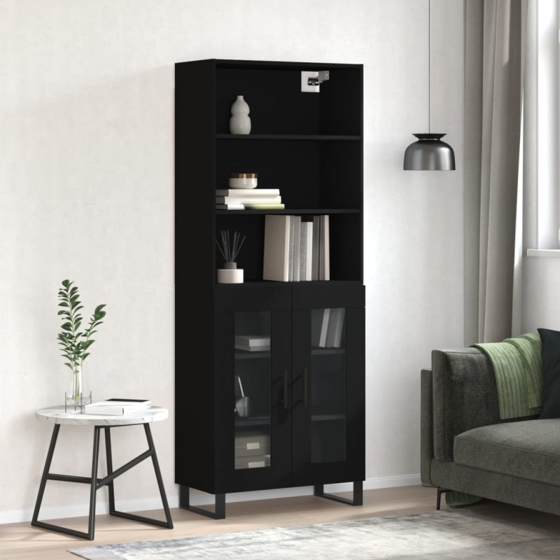 vidaXL Highboard Schwarz 69,5x34x180 cm Holzwerkstoff vidaXL Highboard Schwarz 69,5x34x180 cm Holzwerkstoff