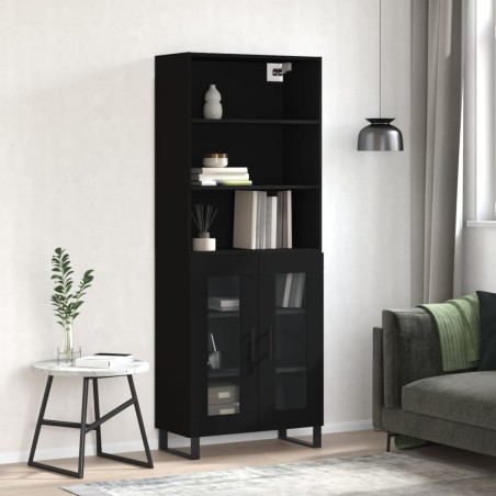 vidaXL Highboard Schwarz 69,5x34x180 cm Holzwerkstoff