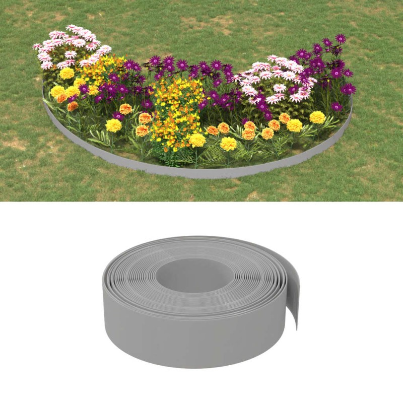 vidaXL Rasenkanten 2 Stk. Grau 10 m 15 cm Polyethylen vidaXL Rasenkanten 2 Stk. Grau 10 m 15 cm Polyethylen