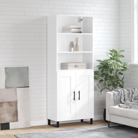 vidaXL Highboard Hochglanz-Weiß 69,5x34x180 cm Holzwerkstoff