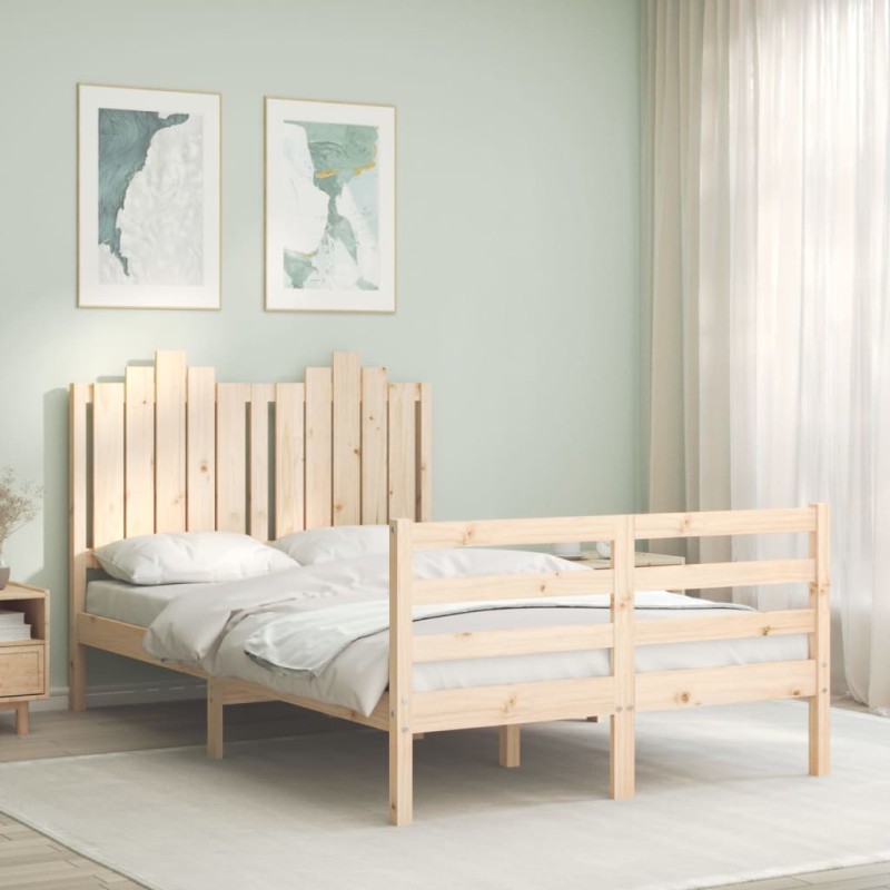vidaXL Massivholzbett mit Kopfteil vidaXL Massivholzbett mit Kopfteil