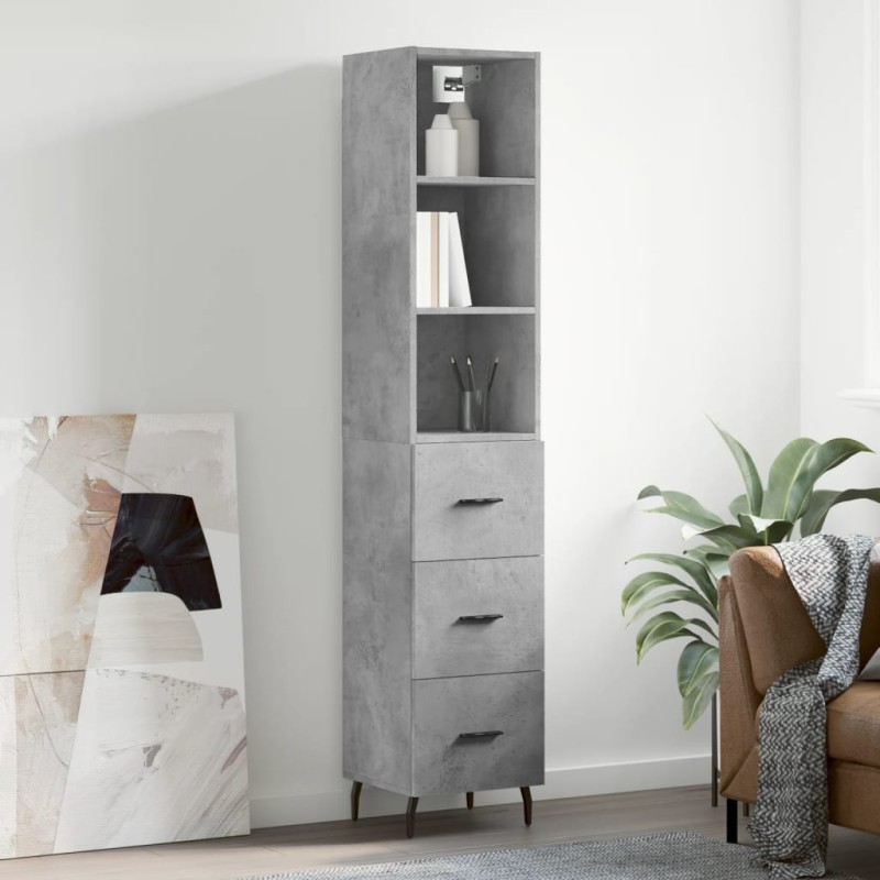 vidaXL Highboard Betongrau 34,5x34x180 cm Holzwerkstoff vidaXL Highboard Betongrau 34,5x34x180 cm Holzwerkstoff
