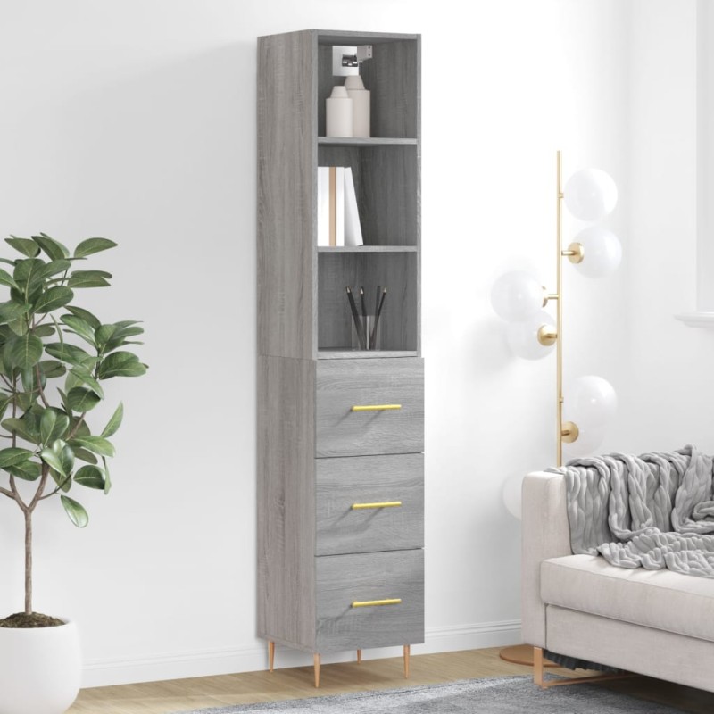 vidaXL Highboard Grau Sonoma 34,5x34x180 cm Holzwerkstoff vidaXL Highboard Grau Sonoma 34,5x34x180 cm Holzwerkstoff