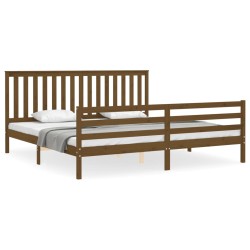 vidaXL Massivholzbett mit Kopfteil Honigbraun 200x200 cm