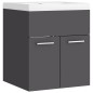 vidaXL Waschbeckenunterschrank mit Einbaubecken Grau Holzwerkstoff vidaXL Waschbeckenunterschrank mit Einbaubecken Grau Holzwerkstoff